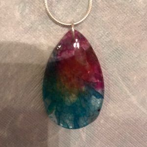 Multicolored Agate Stone Pendant Necklace